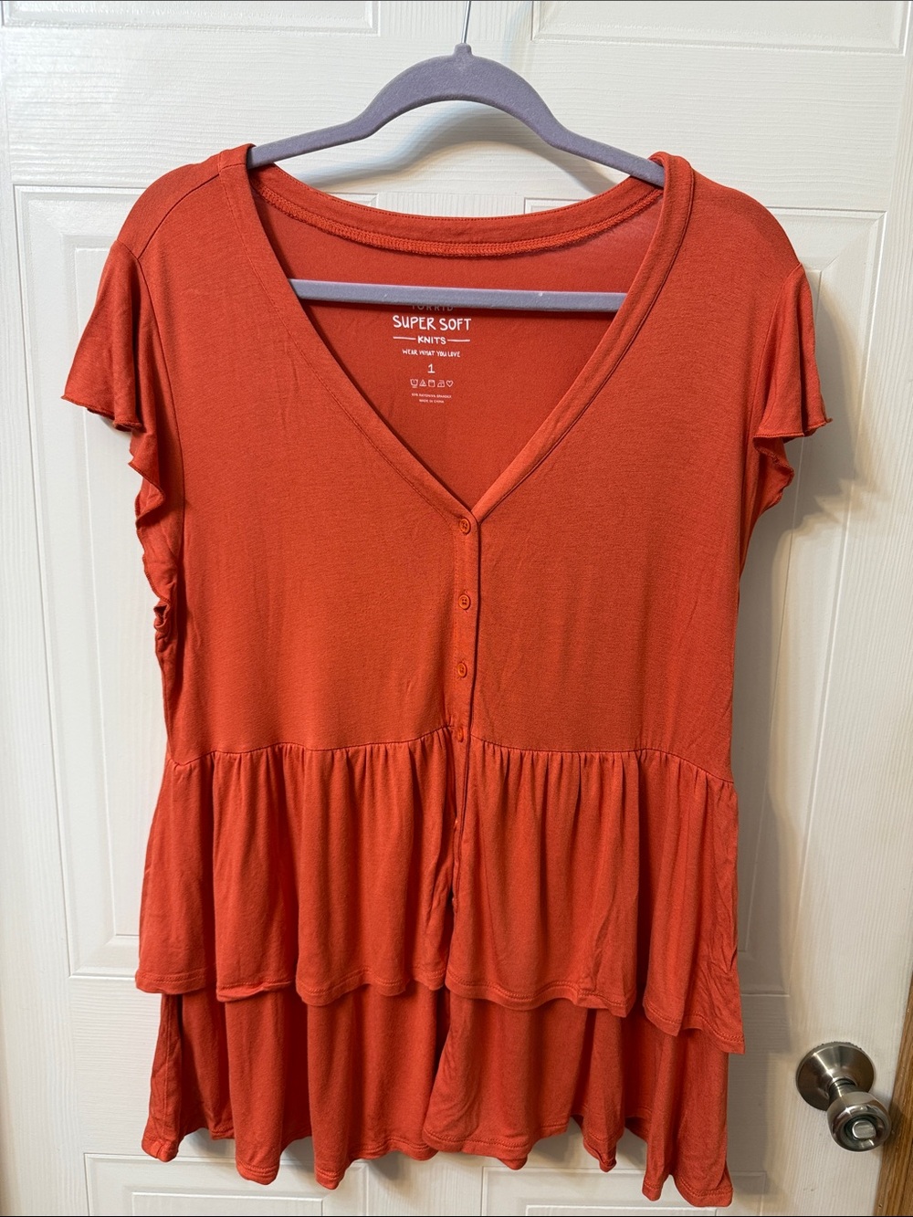 Torrid Super Soft Button Front Tiered Babydoll Top